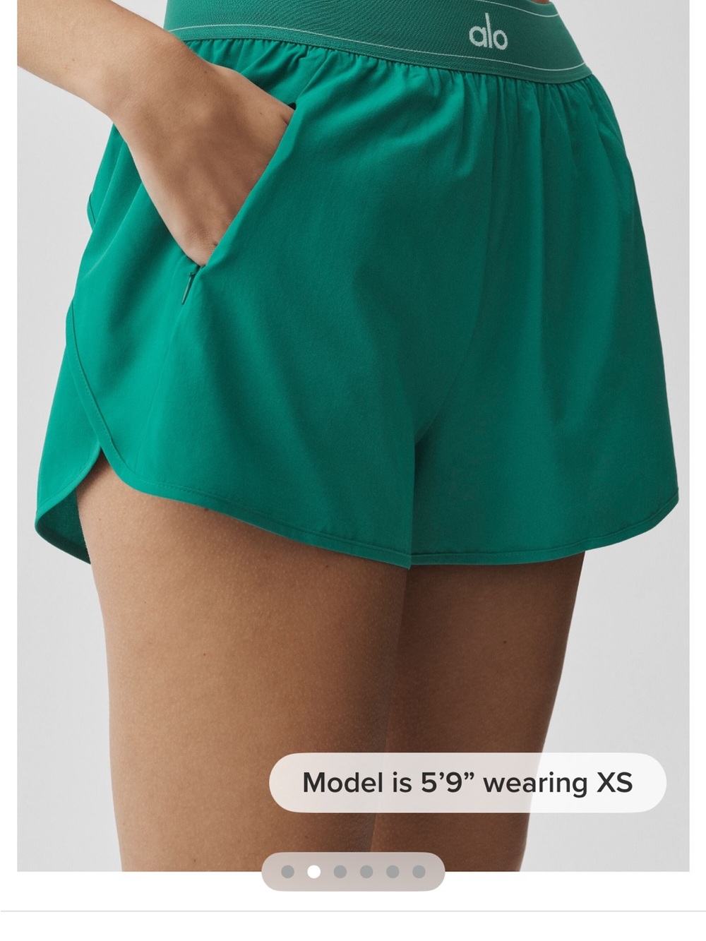 NWT-ALO Yoga Emerald Green Maych Point Shorts size Medium - Picture 3 of 7